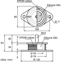 Taica Cylindrical Anti-Vibration Mount, Compression, M10 Thread, 10mm Bore, 76mm OD, 64mm Height Silicone SF-50