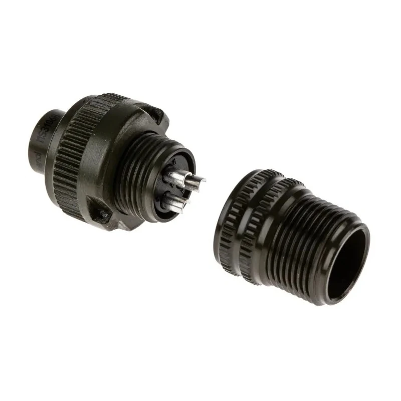 Amphenol Industrial Copper Alloy Straight 3 Way MIL Spec Circular Connector, Male Contacts, Cable Mount, IP67 MS3106A