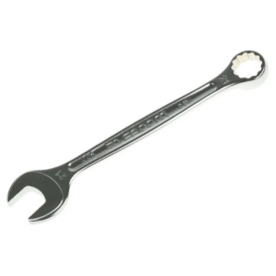 Facom Combination Spanner 21 mm, Satin Chrome, 233 mm Overall Length, 12-Point, 15° Offset Angle 440.21