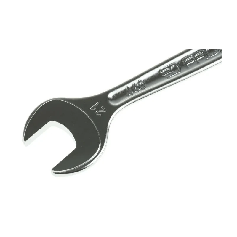 Facom Combination Spanner 21 mm, Satin Chrome, 233 mm Overall Length, 12-Point, 15° Offset Angle 440.21