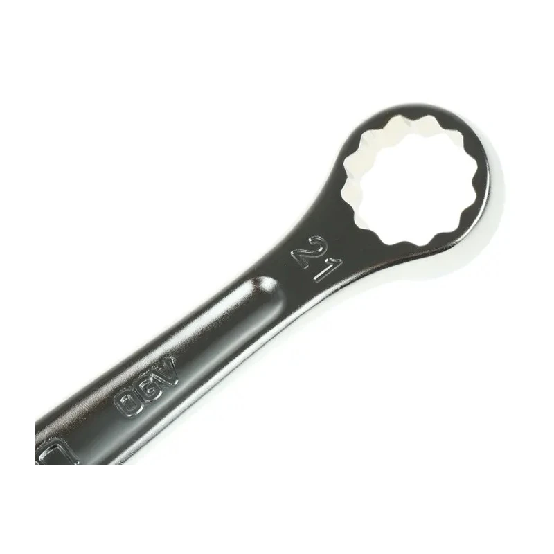 Facom Combination Spanner 21 mm, Satin Chrome, 233 mm Overall Length, 12-Point, 15° Offset Angle 440.21