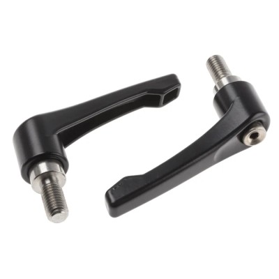 RS PRO Clamping Lever Die Cast Zinc Handle M10 x 20 mm Male Thread Stainless Steel Shaft Black 78mm 478-096