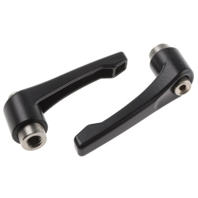RS PRO Stainless Steel Clamping Lever M10 x 14 mm, Die Cast Zinc Handle, Female Thread, Black, 78 mm Length 478-181