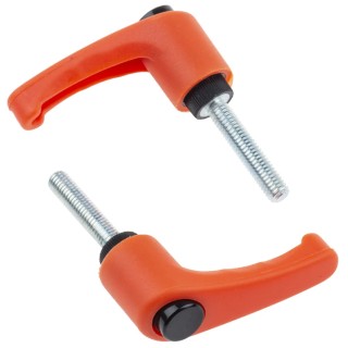 RS PRO Clamping Lever M6 Thread 30mm Insert Thermoplastic Handle Steel Shaft Orange 478-365