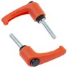 RS PRO Clamping Lever M6 Thread 30mm Insert Thermoplastic Handle Steel Shaft Orange 478-365