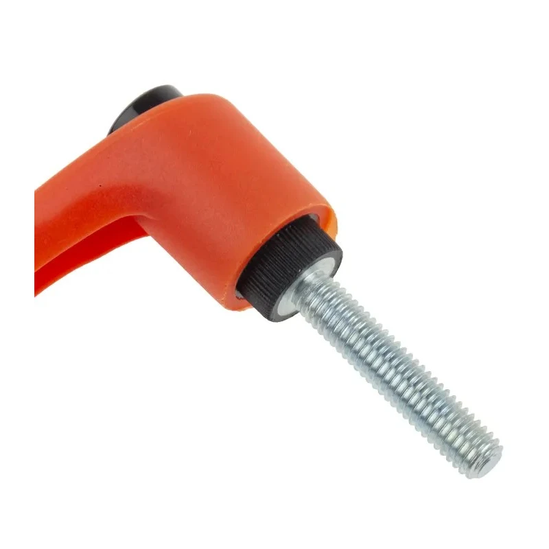 RS PRO Clamping Lever M6 Thread 30mm Insert Thermoplastic Handle Steel Shaft Orange 478-365