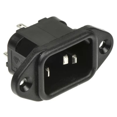 Bulgin C14 Straight Panel Mount IEC Connector 250V 10A Male Quick Connect PX0580/28