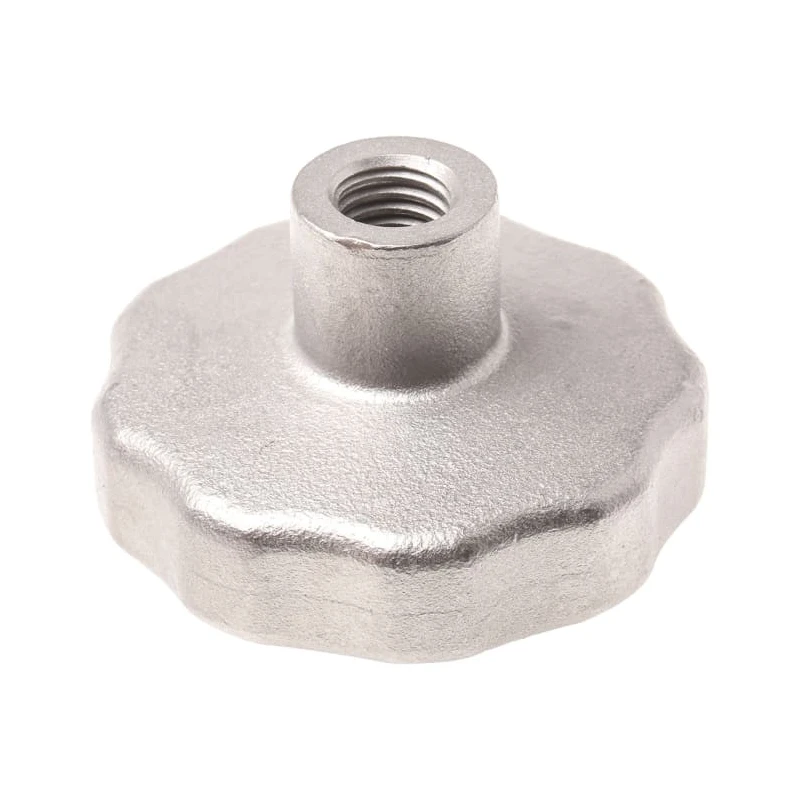 RS PRO Silver 304 Stainless Steel Multiple Lobes Clamping Knob M6 Threaded Through Hole 60 mm Diameter 478-973