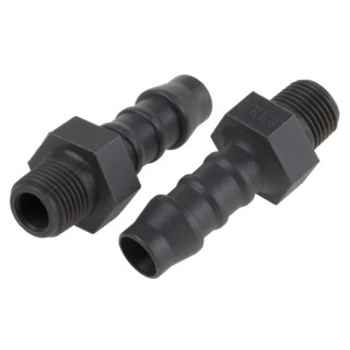 RS PRO Hose Connector 8 mm ID Nylon Black BSP Male Threaded 1/8 in x 1/4 in 795-130
