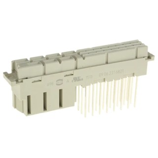 Harting DIN 41612 64-Way Panel Mount Connector, 10.16mm Pitch, Type C/2, Class C2, 3 Row Female, Straight 09062316821