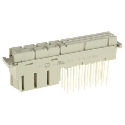 Harting DIN 41612 64-Way Panel Mount Connector, 10.16mm Pitch, Type C/2, Class C2, 3 Row Female, Straight 09062316821