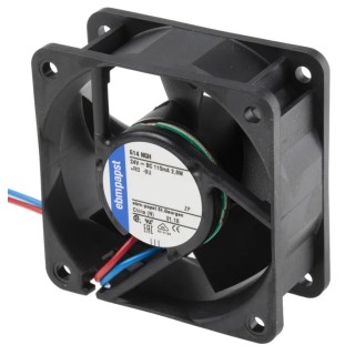 ebm-papst 600 N Series Axial Fan 24V DC 2.5W 43 m³/h 60 mm x 60 mm x 25.4 mm Sleeve Bearing Backward Curve 614NGH