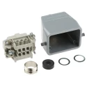 EPIC Heavy Duty Power Connector Kit, 6 Way, 16A, H-BE Series, Top Entry Hood, Plug Insert, Cable 10011000+10190000+12954300