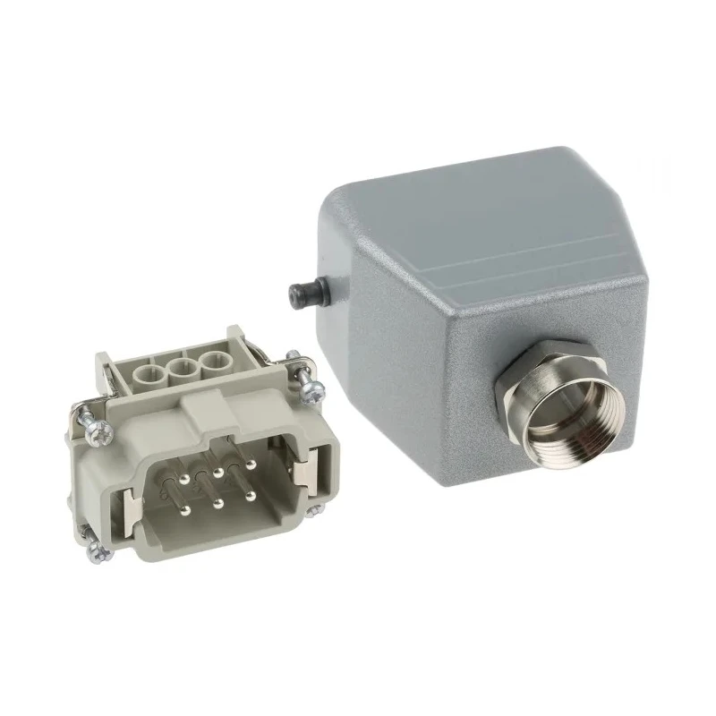 EPIC Heavy Duty Power Connector Kit, 6 Way, 16A, H-BE Series, Top Entry Hood, Plug Insert, Cable 10011000+10190000+12954300