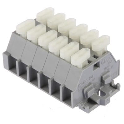 WAGO Terminal Strip, Grey, 2.5mm², Cage Clamp, 1-Level, 6 Positions, 500V, 24A, 261 Series 261-106/341-000