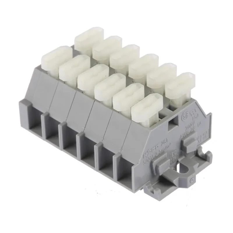 WAGO Terminal Strip, Grey, 2.5mm², Cage Clamp, 1-Level, 6 Positions, 500V, 24A, 261 Series 261-106/341-000