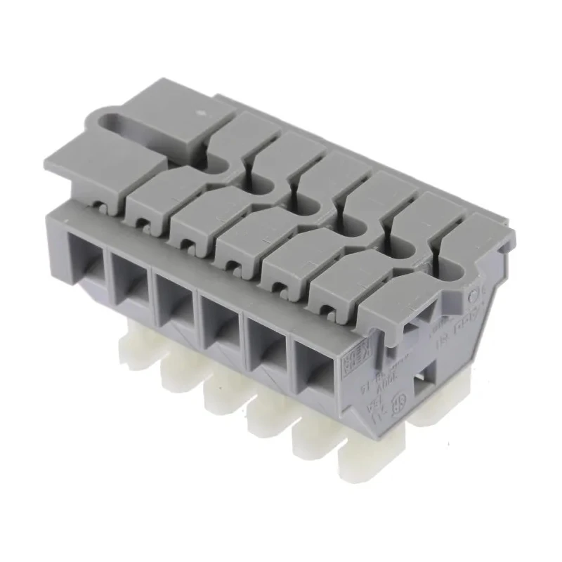 WAGO Terminal Strip, Grey, 2.5mm², Cage Clamp, 1-Level, 6 Positions, 500V, 24A, 261 Series 261-106/341-000