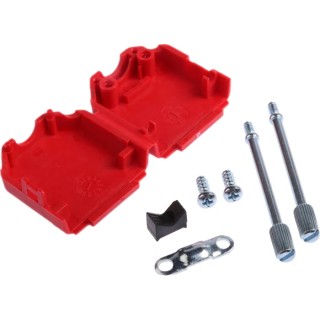 MH Connectors MHDPPK-SLIM Polyamide Straight D-Sub Backshell, 9 Way Strain Relief, Red MHDPPK9-R-K