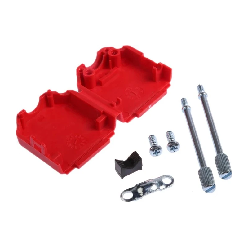 MH Connectors MHDPPK-SLIM Polyamide Straight D-Sub Backshell, 9 Way Strain Relief, Red MHDPPK9-R-K