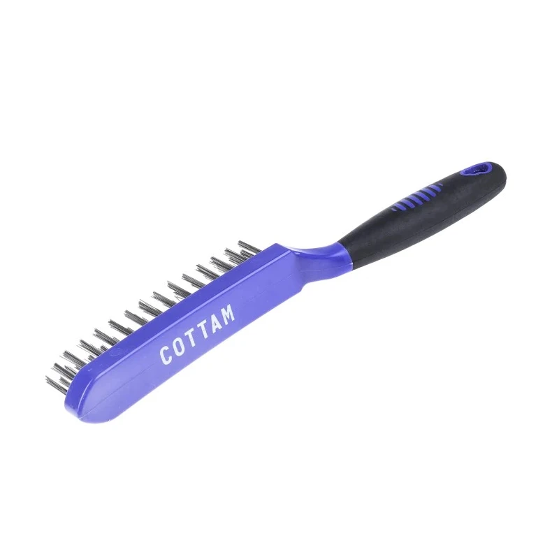 Cottam 25 mm Brass Wire Brush, Heavy Duty, Black Plastic Handle, 4 Rows, Engineering Cleaning 822-636