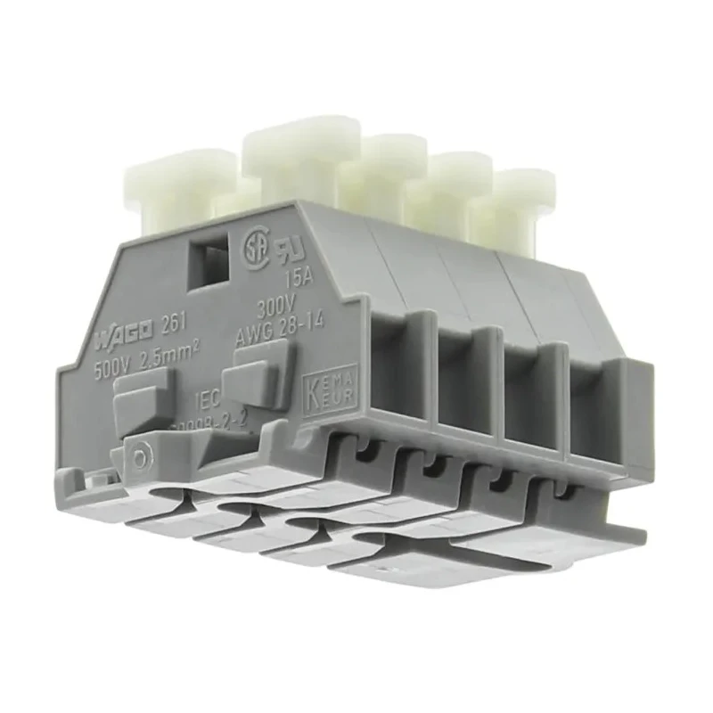 WAGO 261 Series Terminal Strip Grey, 2.5mm², 1-Level, Spring Terminal, 630V, Model 50077016