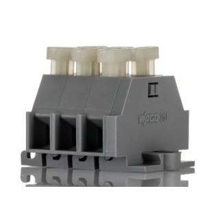 WAGO PCB Terminal Block, 3 Contacts, 6 mm Pitch, 2 Row, Cage Clamp, Horizontal, Polyamide, 630V, 24A 261-103/341-000