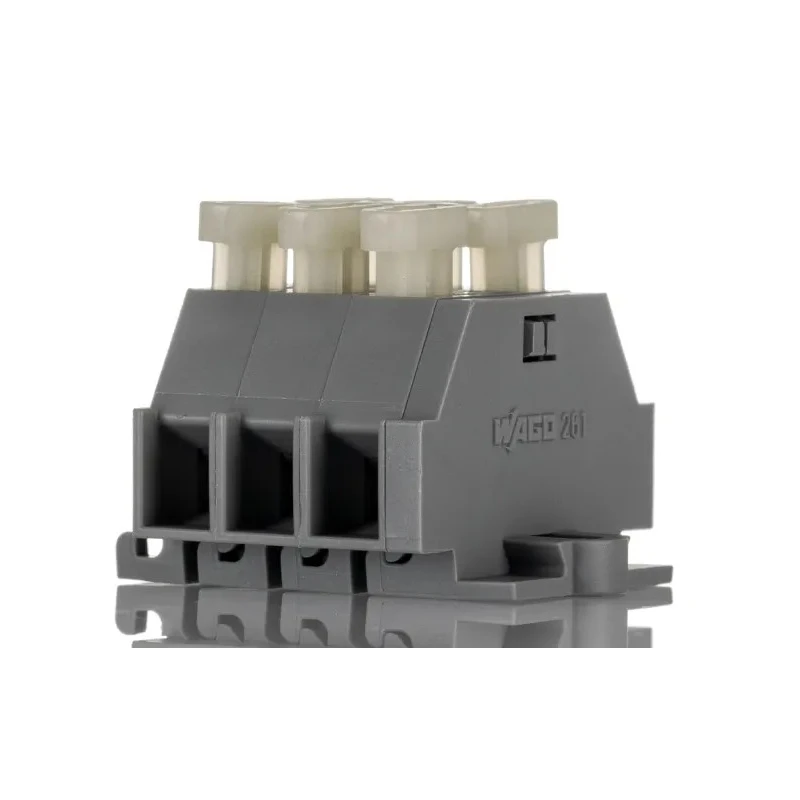 WAGO PCB Terminal Block, 3 Contacts, 6 mm Pitch, 2 Row, Cage Clamp, Horizontal, Polyamide, 630V, 24A 261-103/341-000