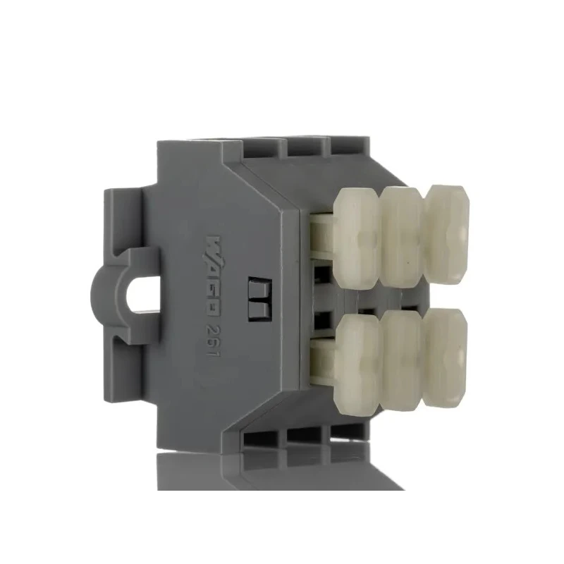 WAGO PCB Terminal Block, 3 Contacts, 6 mm Pitch, 2 Row, Cage Clamp, Horizontal, Polyamide, 630V, 24A 261-103/341-000