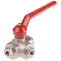 RS PRO Brass Ball Valve 2 in Inlet, 1/4 in Outlet, 40 Bar, Brass Body, Aluminium Handle 486-249