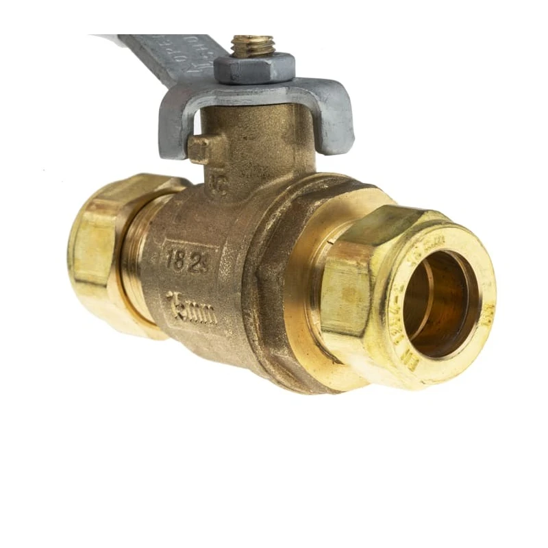 RS PRO Brass Compression Ball Valve 2-Way, Compression Fittings, 15 mm, 16 Bar, Dezincification-Resistant, Lever 486-293