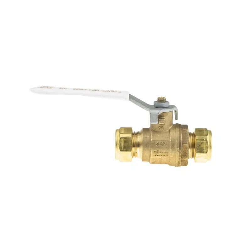 RS PRO Brass Compression Ball Valve 2-Way, Compression Fittings, 15 mm, 16 Bar, Dezincification-Resistant, Lever 486-293
