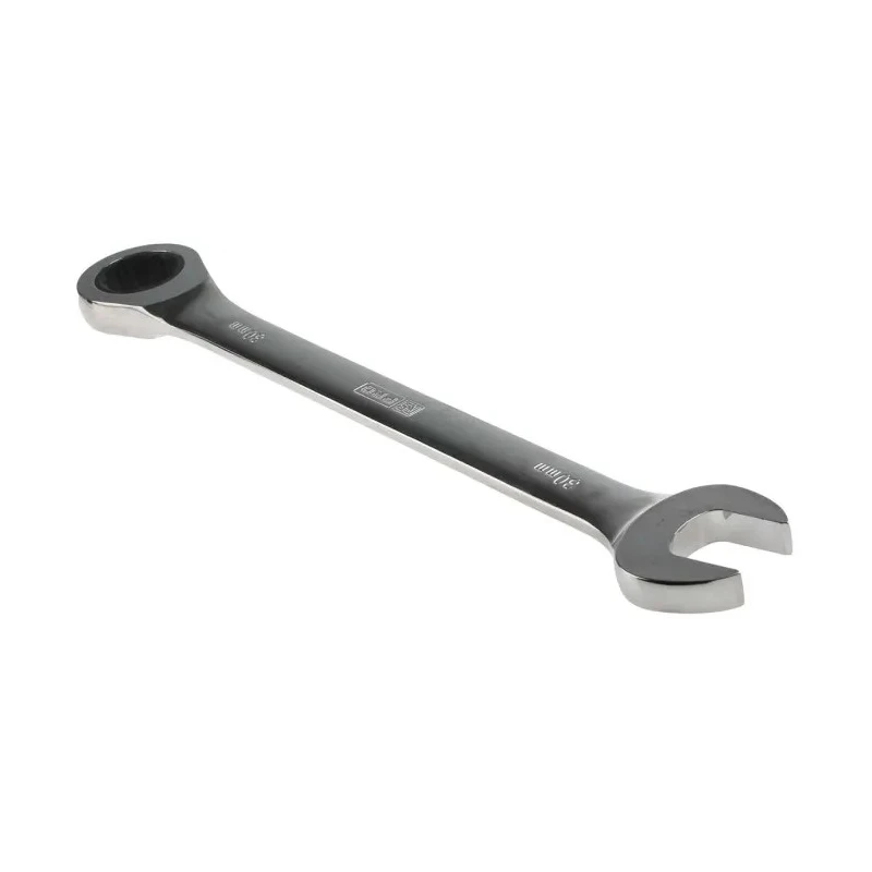RS PRO Combination Ratchet Spanner, 30 mm, Chrome Vanadium Steel, Chrome Finish, ANSI b.107.6 487-286