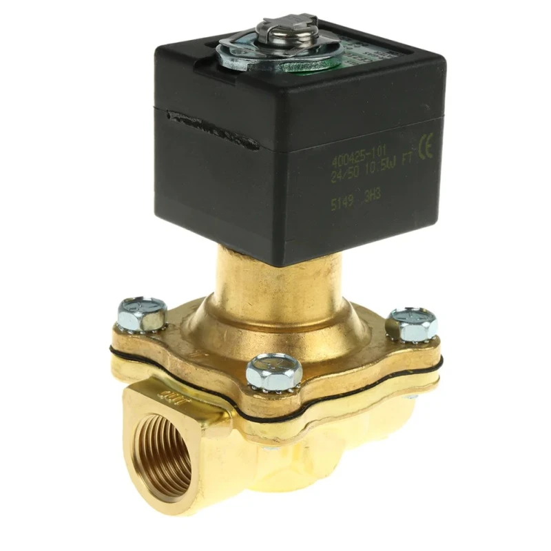 EMERSON ? ASCO 2 Port Solenoid Valve Brass Body, Normally Open, 1/2 in Rp Female, 24V AC, 16mm Orifice, 9 Bar E210C034-112
