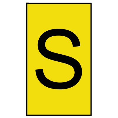 HellermannTyton Ovalgrip Slide-On Cable Marker Pre-Printed "S" Yellow PVC, 6 mm Max Cable Diameter, 2.5 mm Min 901-10470