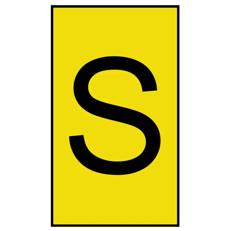 HellermannTyton Ovalgrip Slide-On Cable Marker Pre-Printed "S" Yellow PVC, 6 mm Max Cable Diameter, 2.5 mm Min 901-10470