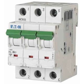 Eaton xPole PXL Miniature Circuit Breaker 3-Pole 6A Type C 400V AC 48V DC 10kA DIN Rail IEC EN 60898 236420 PXL-C6/3