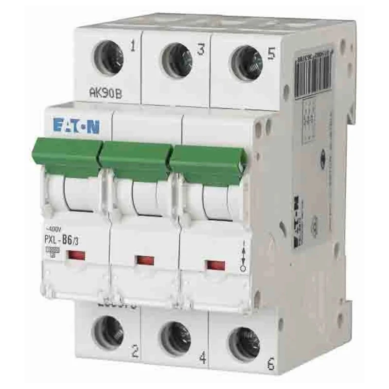 Eaton xPole PXL Miniature Circuit Breaker 3-Pole 6A Type C 400V AC 48V DC 10kA DIN Rail IEC EN 60898 236420 PXL-C6/3
