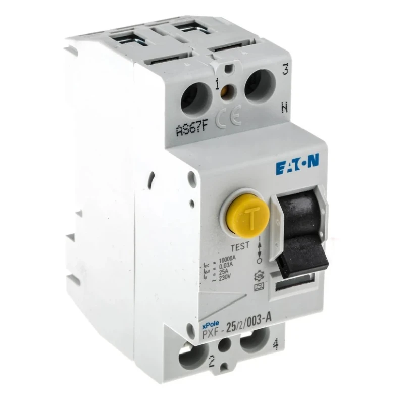 Eaton PXF-A Series Residual Current Circuit Breaker 25A 1-Pole 30mA Type A 500A 230V AC DIN Rail 236744 PXF-25/2/003-A