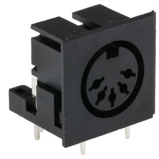 RS PRO YE-138X Miniature DIN Socket, 5 Pole, Right Angle, 2A, 100V AC, Through Hole Female 491-087