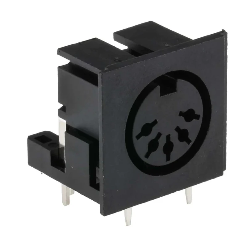 RS PRO YE-138X Miniature DIN Socket, 5 Pole, Right Angle, 2A, 100V AC, Through Hole Female 491-087