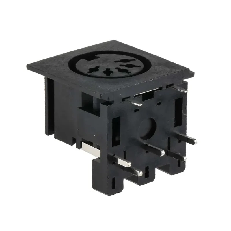 RS PRO YE-138X Miniature DIN Socket, 5 Pole, Right Angle, 2A, 100V AC, Through Hole Female 491-087