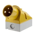 Mennekes IP44 Yellow Industrial Power Connector 3P, 25° Wall Mount, 16A, 110V, 