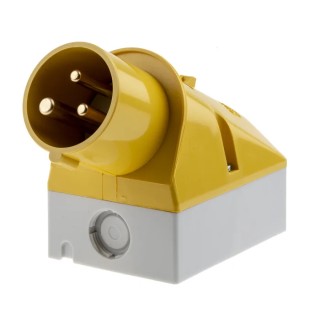 Mennekes IP44 Yellow Industrial Power Connector 3P, 25° Wall Mount, 16A, 110V, 