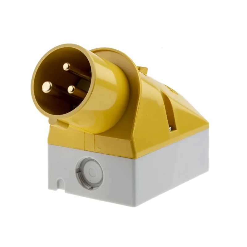 Mennekes IP44 Yellow Industrial Power Connector 3P, 25° Wall Mount, 16A, 110V, 