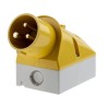 Mennekes IP44 Yellow Industrial Power Connector 3P, 25° Wall Mount, 16A, 110V,