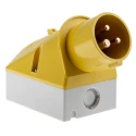 Mennekes IP44 Yellow Industrial Power Connector 3P, 25° Wall Mount, 16A, 110V, 