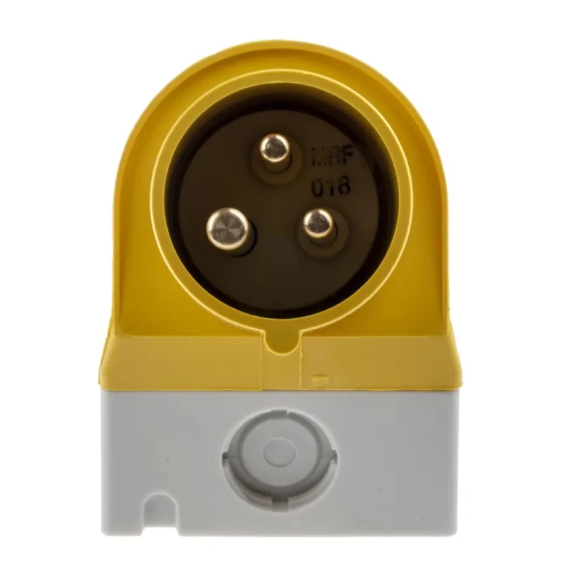 Mennekes IP44 Yellow Industrial Power Connector 3P, 25° Wall Mount, 16A, 110V, 