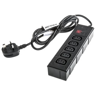 Bulgin 5 Gang Socket Bar 10A 250V AC IEC C13 Fused Filtered 2m Cable PXD303/050/01/1
