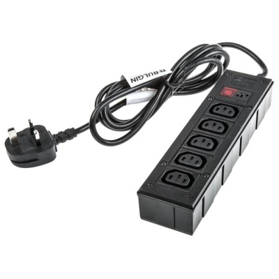 Bulgin 5 Gang Socket Bar 10A 250V AC IEC C13 Fused Filtered 2m Cable PXD303/050/01/1