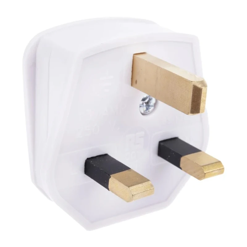 RS PRO 13A 250V UK Mains Plug, White, Thermoplastic Urea Formaldehyde Clamp, BS1363 Type G 490-015